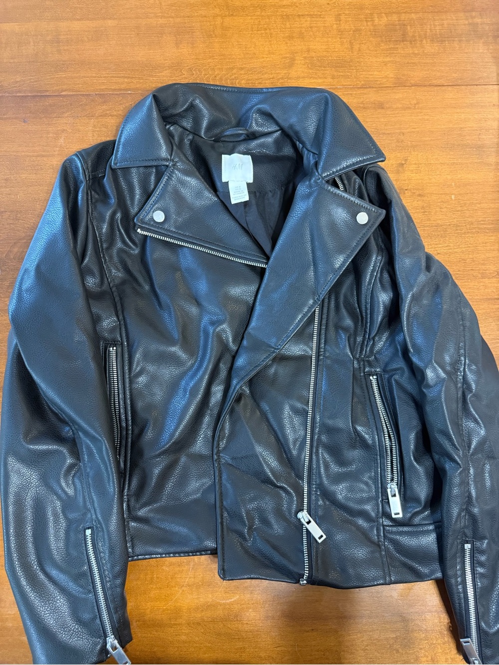 H&M Black Faux Leather Moto Jacket